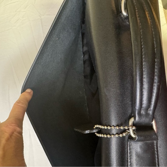 Coach Black Leather Briefcase with Flap-Over Design with shoulder strap B12-5310 - Picture 10 of 15